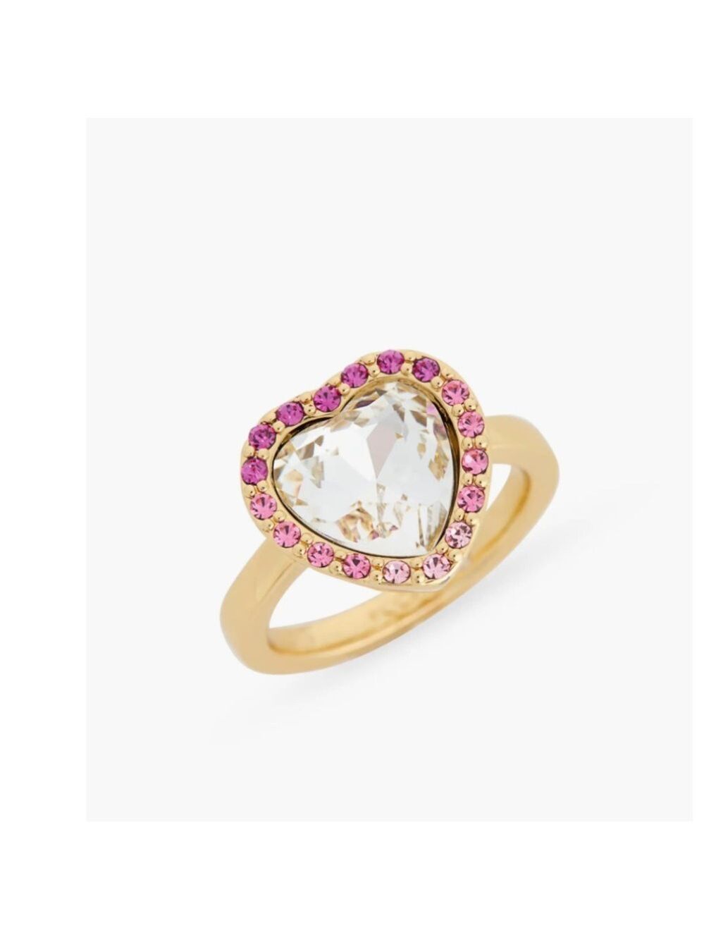 Kurt Geiger London Crystal Heart Halo Cocktail Ring 7 New